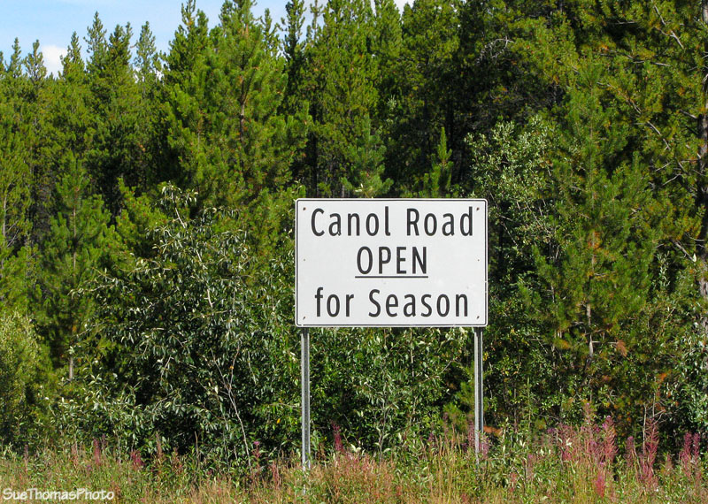 Canol Road open for Season sign at Alaska Highway