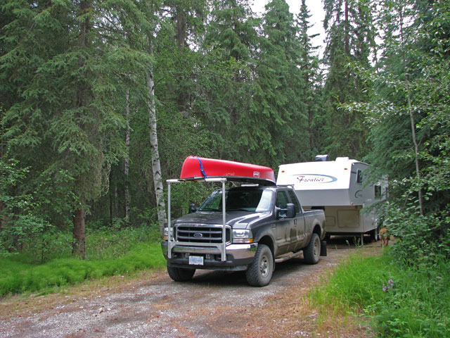 Campsite at Klondike River Campground near Dawson City, Yukon