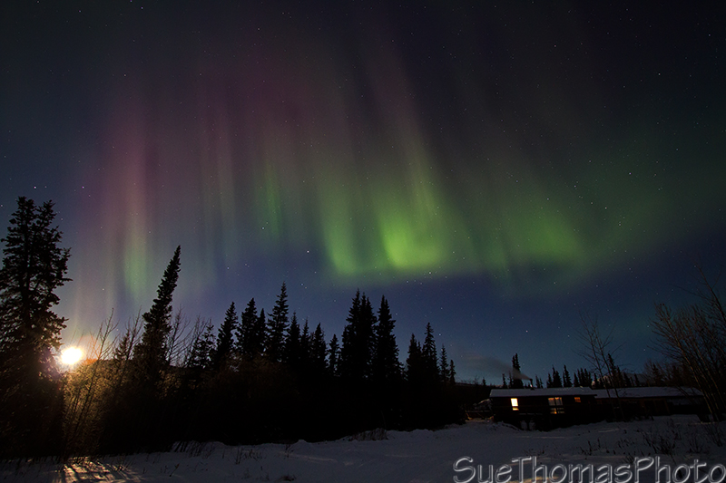 Full moon and aurora