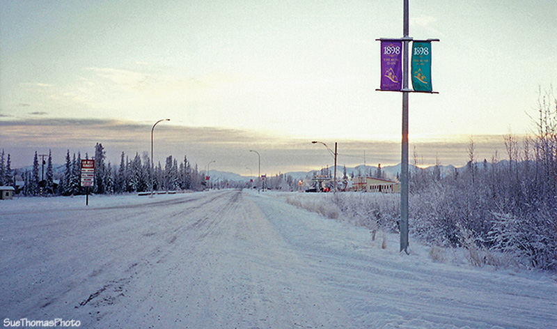 Winter on the Alaska highway in Beaver Creek, Yukon