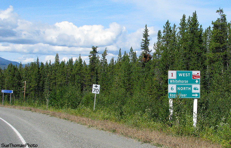 Sign on the Alaska Highway at the South Canol Road