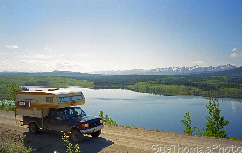 Truck and Camper on the Campbell Highway, Yukon