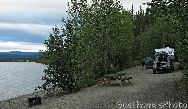 Campsite at Little Salmon Lake on the Campbell Highway in Yukon