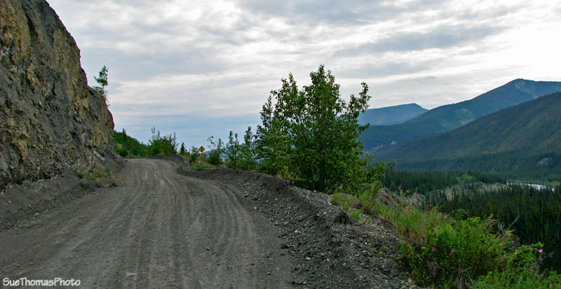 Narrow road on the South Canol Road, Yukon