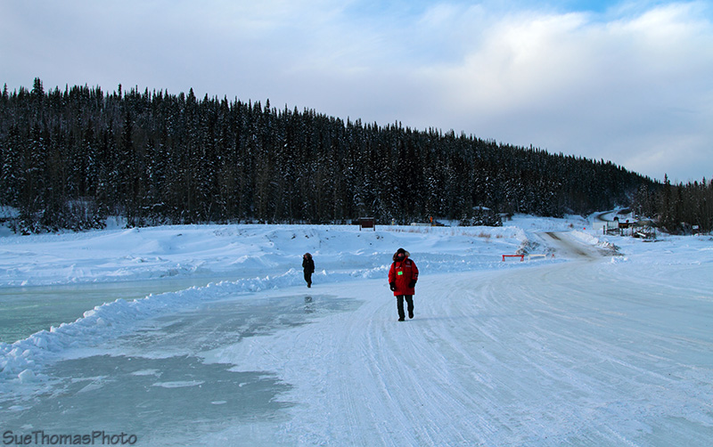 Yukon Quest in Dawson City - ice bridge on the Yukon river