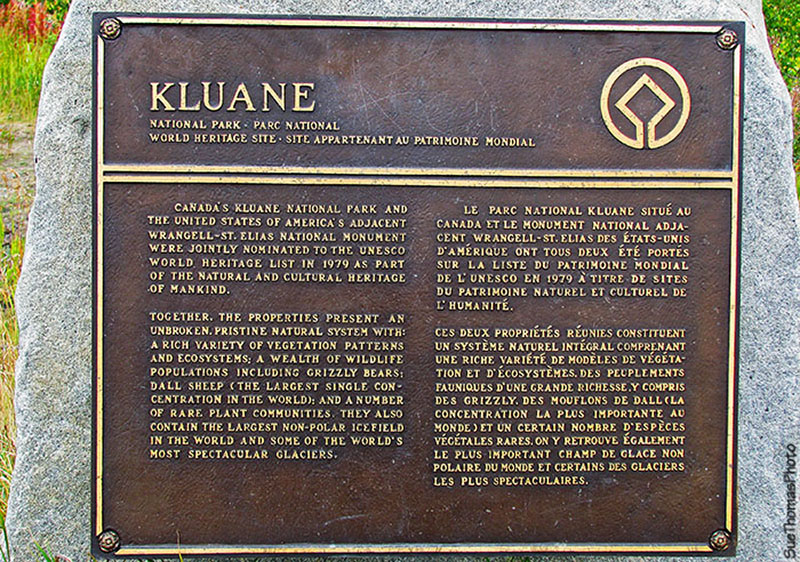 Monument for Kluane National Park on Haines Road in Yukon