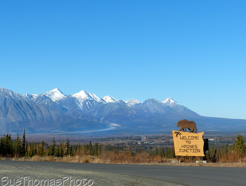 Haines Highway rest area with Haines Junction sign